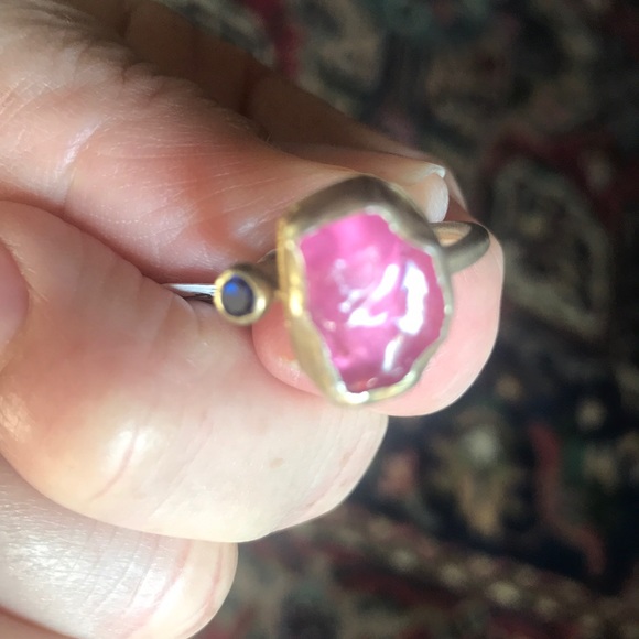 ROUGH RUBY AND SAPPHIRE RING - Picture 3 of 3